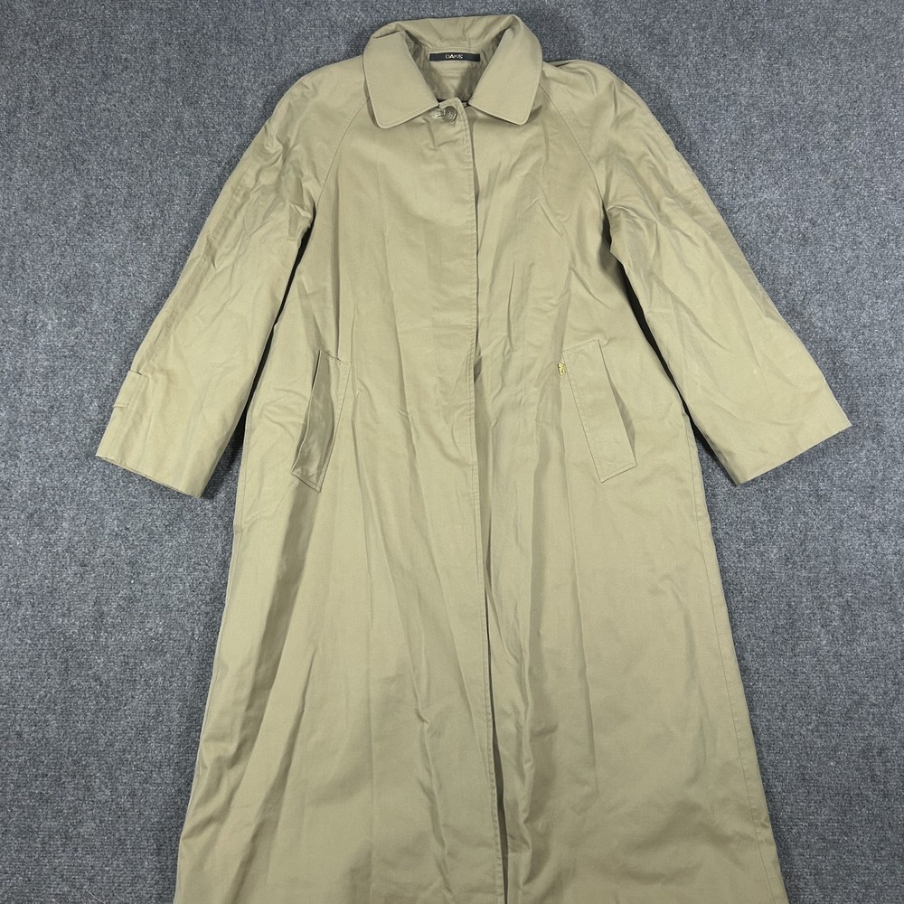 DAKS London Men's Medium Full Length Raincoat House Check Trench Cream Beige